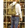 Зеленый городской рюкзак из текстиля с кожаным клапаном TARWA (19923) - 9