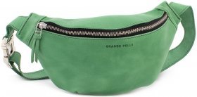 Зеленая сумка на пояс из натуральной кожи высокого качества Grande Pelle (15732)
