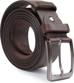 Мужской брючный ремень батал из натуральной кожи коричневого цвета Vintage (2420732)