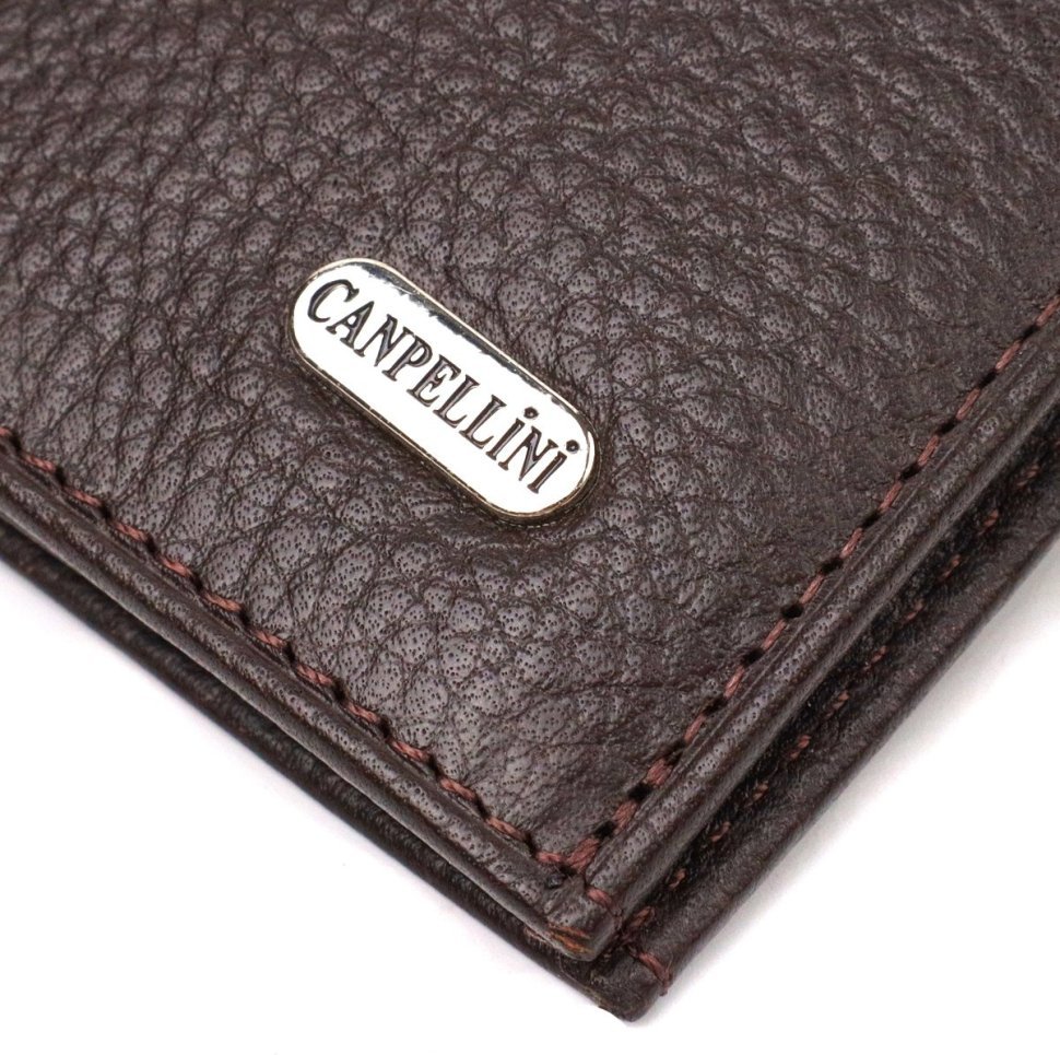 Коричневий чоловічий гаманець із натуральної шкіри флотар без монетниці CANPELLINI (2421873)