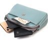 Сіро-блакитна жіноча сумка-клатч із натуральної шкіри на дві блискавки Vintage (2422087) - 6