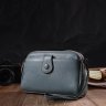 Сіро-блакитна жіноча сумка-клатч із натуральної шкіри на дві блискавки Vintage (2422087) - 7