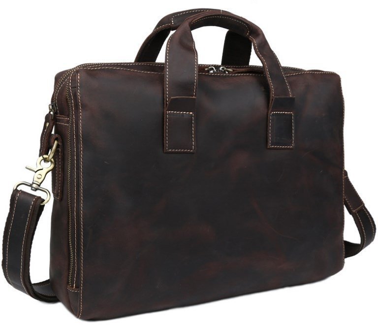 Стильная мужская сумка для документов из лошадиной кожи коричневого цвета Tiding Bag (15738)