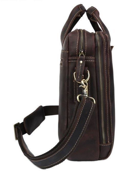 Стильна чоловіча сумка для документів з кінської шкіри коричневого кольору Tiding Bag (15738)