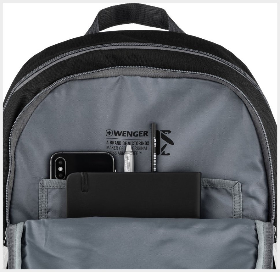 Повседневный мужской рюкзак из прочного полиэстера серого цвета для ноутбука до 16" Wenger Quadma 16" 103637 modnotak фото №11