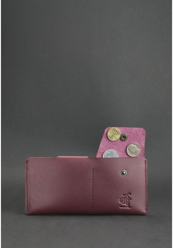Жіночий гаманець бордового кольору з гладкої шкіри з двома автономними відділами BlankNote (12551)