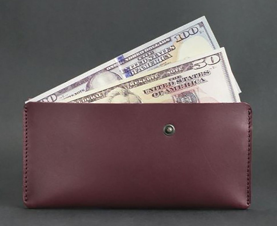 Жіночий гаманець бордового кольору з гладкої шкіри з двома автономними відділами BlankNote (12551)