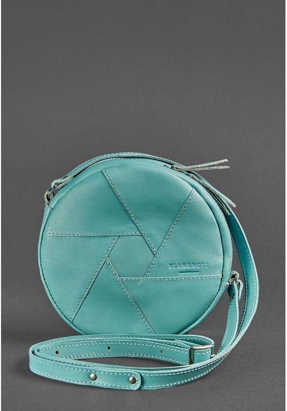 Кожаная круглая сумка бирюзового цвета BlankNote Бон-Бон (12692)