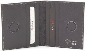 Компактный картхолдер из натуральной кожи серого цвета KARYA (15990)