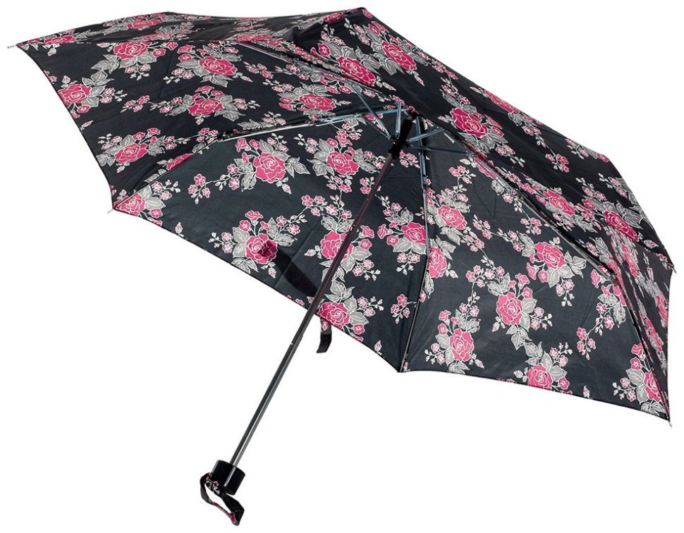 Женский зонт Incognito-4 L412 Floral Sprig (механика, складной, черный с принтом цветка) 93937 modnotak фото №3