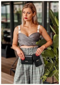 Набір жіночих сумок-кроссбоді з натуральної шкіри чорного кольору BlankNote Mini (12802)