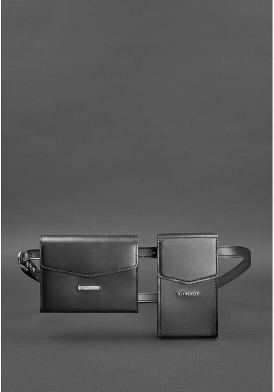 Набор женских сумок-кроссбоди из натуральной кожи черного цвета BlankNote Mini (12802)