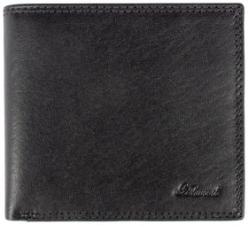 Мужской кошелек из натуральной гладкой кожи без монетницы и застежки Ashwood 121 VT 94037 черного цвета
