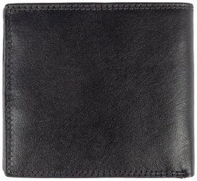 Мужской кошелек из натуральной гладкой кожи без монетницы и застежки Ashwood 121 VT 94037 черного цвета