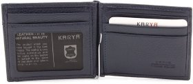 Кожаный зажим темно-синего цвета для купюр и мелочи KARYA (0460-44) - 2
