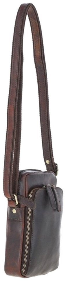 Кожаная мужская плечевая сумка в винтажном стиле Ashwood Brown (Коричневый) 94237 modnotak фото №7