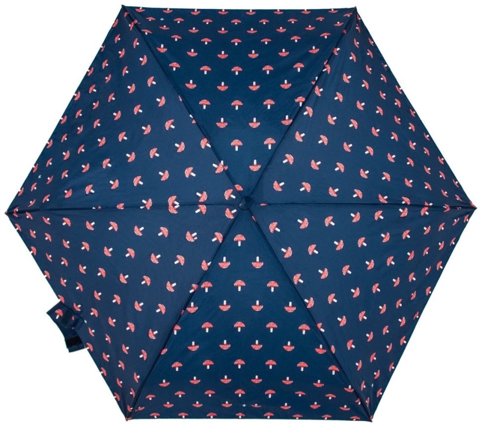 Женский зонт Fulton L501-041130 Tiny-2 Mushrooms (Синий с принтом Грибы, складной, механика) 94337 modnotak фото №8