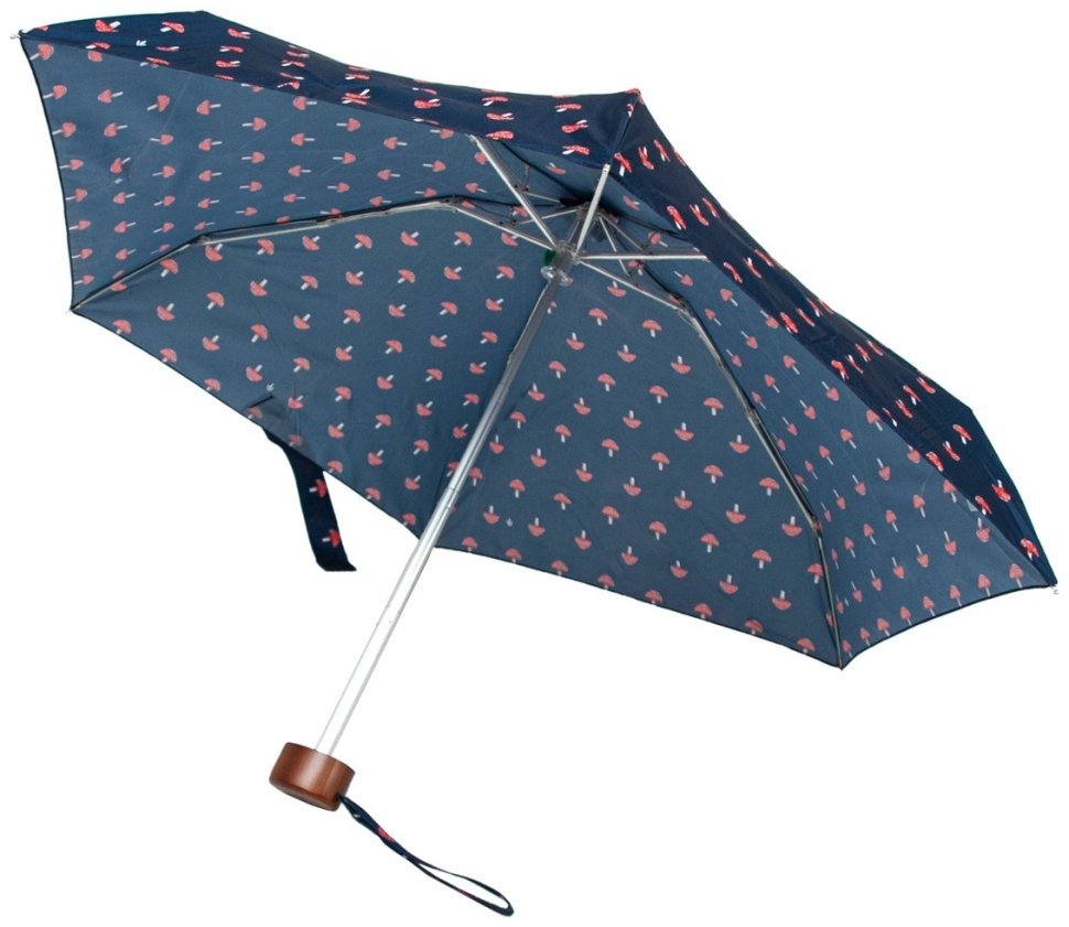 Женский зонт Fulton L501-041130 Tiny-2 Mushrooms (Синий с принтом Грибы, складной, механика) 94337 modnotak фото №9