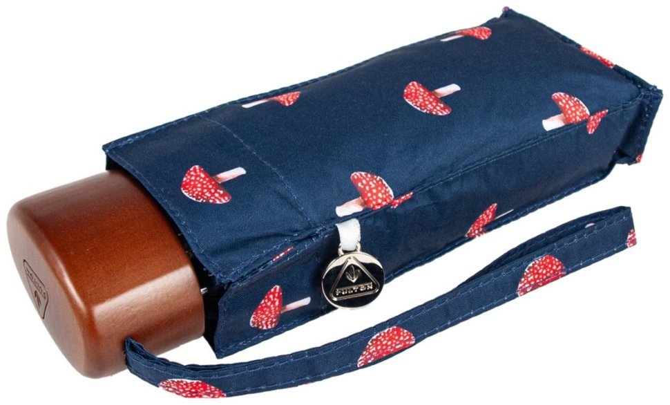 Женский зонт Fulton L501-041130 Tiny-2 Mushrooms (Синий с принтом Грибы, складной, механика) 94337 modnotak фото №10