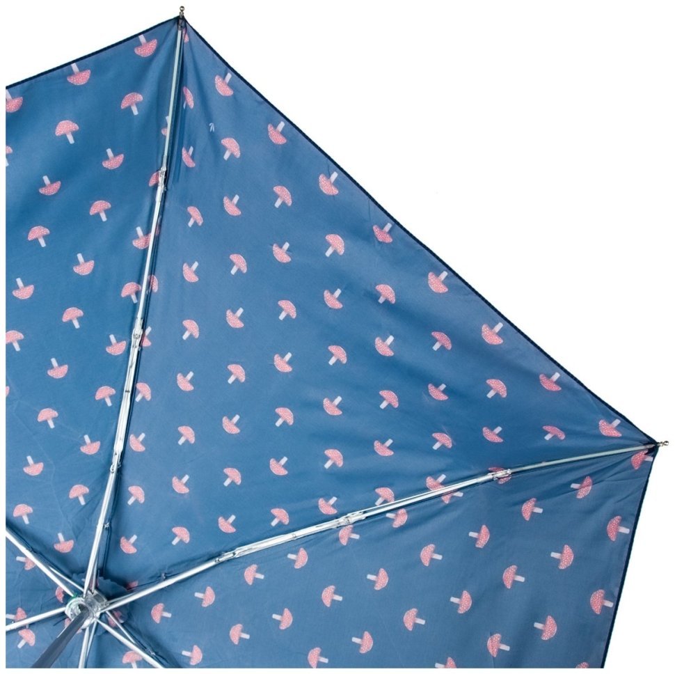 Женский зонт Fulton L501-041130 Tiny-2 Mushrooms (Синий с принтом Грибы, складной, механика) 94337 modnotak фото №12