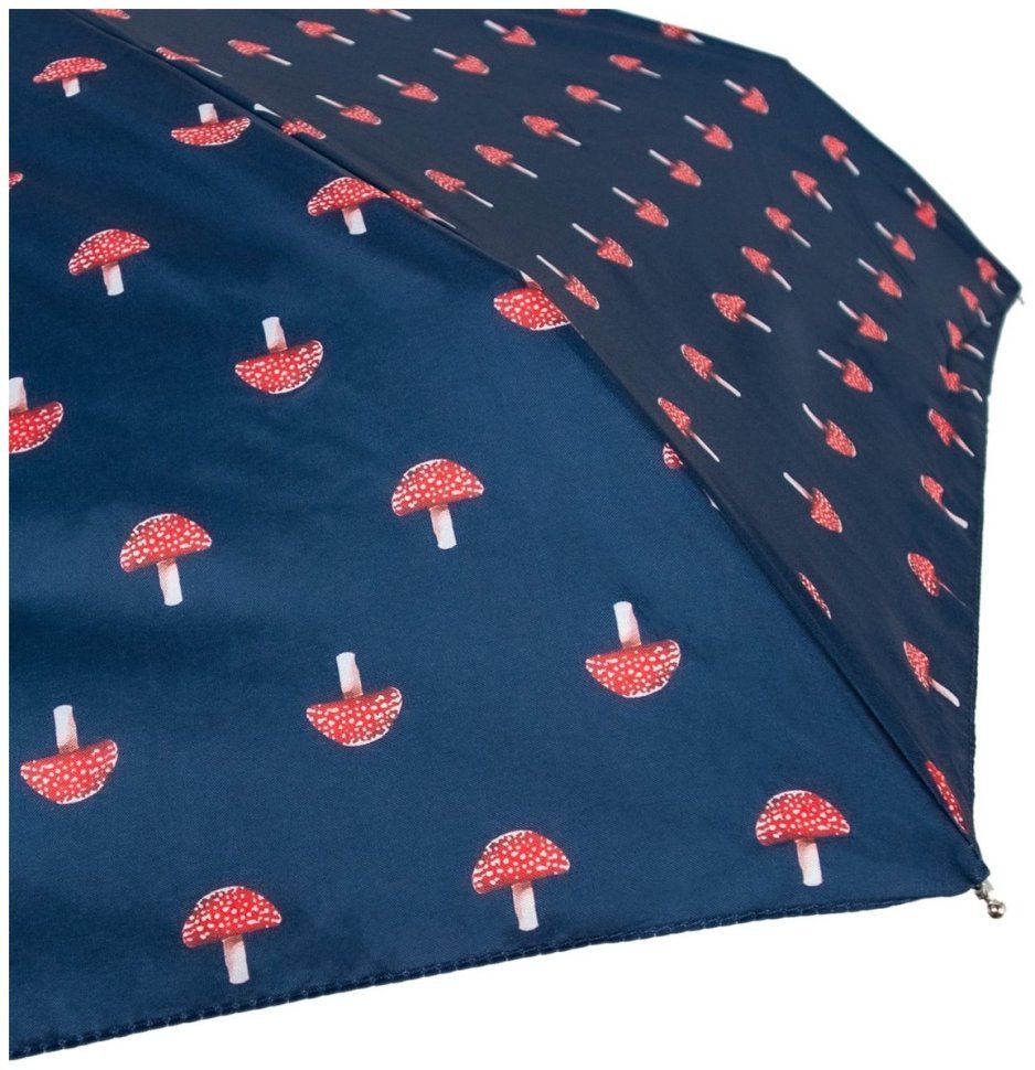 Женский зонт Fulton L501-041130 Tiny-2 Mushrooms (Синий с принтом Грибы, складной, механика) 94337 modnotak фото №13