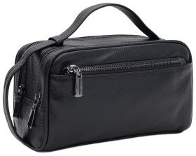 Компактна чоловіча сумка з натуральної шкіри чорного кольору Borsa Leather 104537