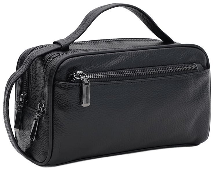 Компактная мужская сумка из натуральной кожи черного цвета Borsa Leather 104537 modnotak фото №1