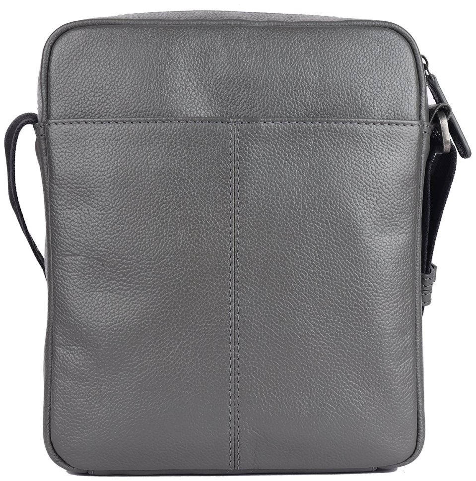 Мужская сумка из натуральной фактурной кожи через плечо Brampton London Crossflow 94537 серого цвета modnotak фото №3