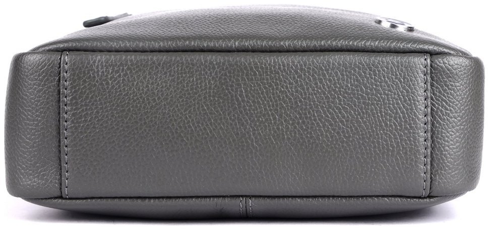 Мужская сумка из натуральной фактурной кожи через плечо Brampton London Crossflow 94537 серого цвета modnotak фото №8