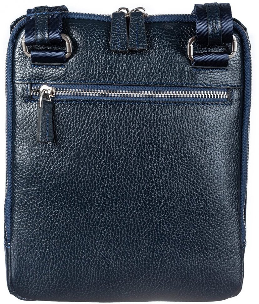 Мужская кожаная сумка-планшет синего цвета DESISAN (19202)