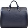 Чоловіча шкіряна сумка великого розміру з ручками в темно-синьому кольорі DESISAN (19108) - 1