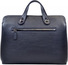 Чоловіча шкіряна сумка великого розміру з ручками в темно-синьому кольорі DESISAN (19108) - 2