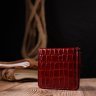 Червоний жіночий гаманець невеликого розміру з натуральної шкіри з тисненням під крокодила KARYA (2421123) - 7