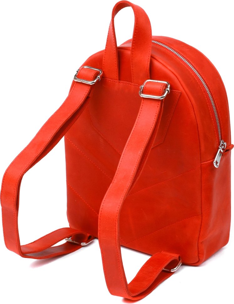Компактний жіночий рюкзак червоного кольору з натуральної шкіри Shvigel (16312)