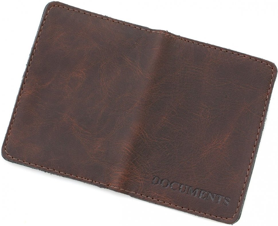 Коричнева шкіряна обкладинка для ID-паспорта і водійських прав ST Leather (17773)