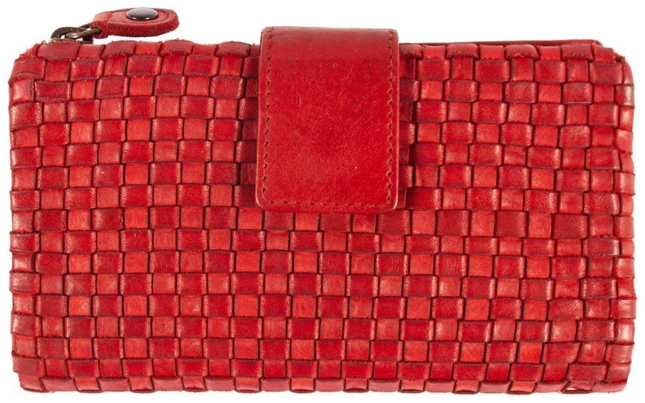 Женский винтажный кошелек из плетеной кожи на кнопке Ashwood D83 красного цвета 95437 фото №1 Женский винтажный кошелек из плетеной кожи на кнопке Ashwood D83 красного цвета 95437 modnotak фото №1