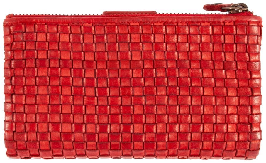Женский винтажный кошелек из плетеной кожи на кнопке Ashwood D83 красного цвета 95437 фото №2 Женский винтажный кошелек из плетеной кожи на кнопке Ashwood D83 красного цвета 95437 modnotak фото №2