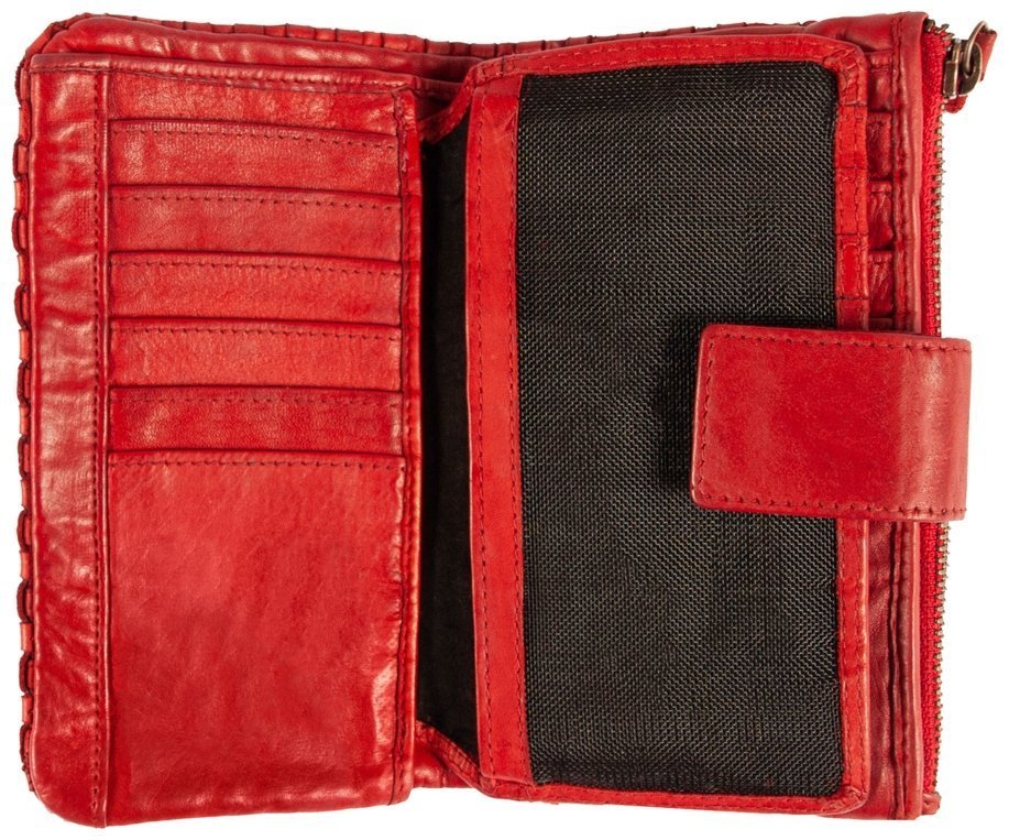 Женский винтажный кошелек из плетеной кожи на кнопке Ashwood D83 красного цвета 95437 фото №3 Женский винтажный кошелек из плетеной кожи на кнопке Ashwood D83 красного цвета 95437 modnotak фото №3