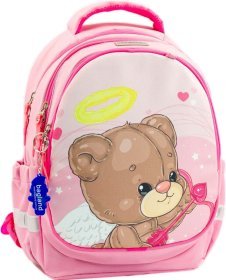 Рожевий шкільний текстильний рюкзак для дівчаток з ведмедиком Bagland Butterfly 55637