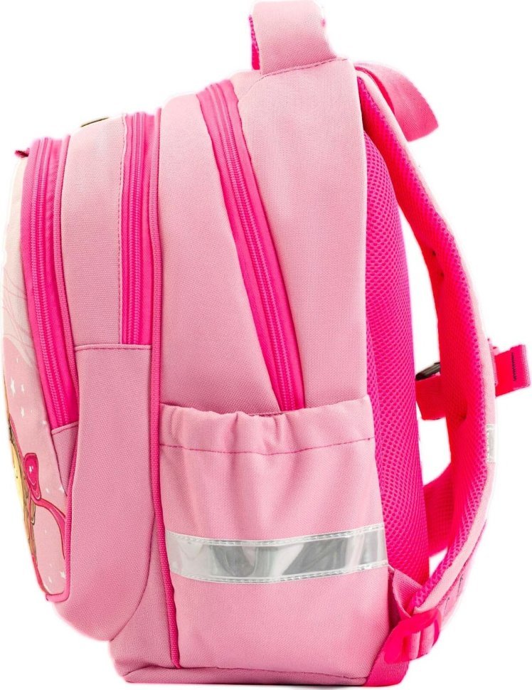 Розовый школьный текстильный рюкзак для девочек с медвежонком Bagland Butterfly 55637
