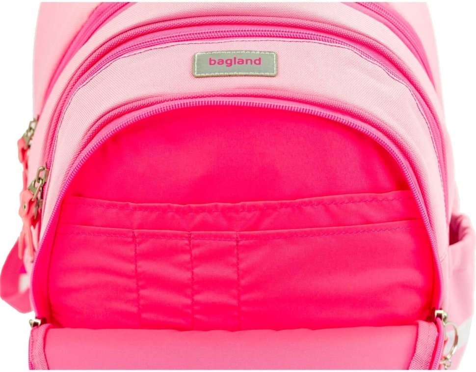 Розовый школьный текстильный рюкзак для девочек с медвежонком Bagland Butterfly 55637
