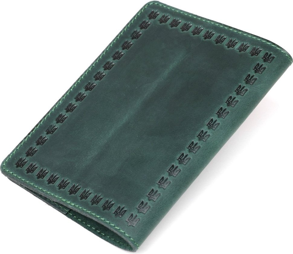 Добротная обложка для паспорта из натуральной кожи зеленого цвета SHVIGEL (2416134)