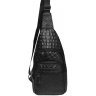 Мужская черная сумка слинг с фактурой под крокодила Borsa Leather (19327) - 2