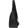 Мужская черная сумка слинг с фактурой под крокодила Borsa Leather (19327) - 3