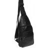 Мужская черная сумка слинг с фактурой под крокодила Borsa Leather (19327) - 4