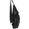 Мужская черная сумка слинг с фактурой под крокодила Borsa Leather (19327) - 5