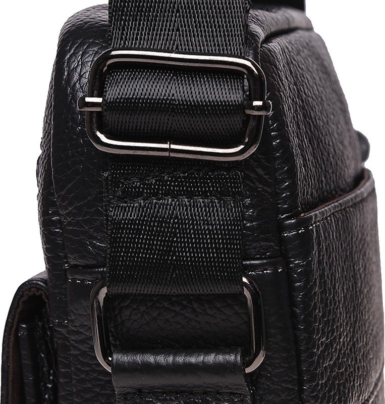 Мужская кожаная сумка-планшет черного окраса на молниевой застежке Borsa Leather (21327)