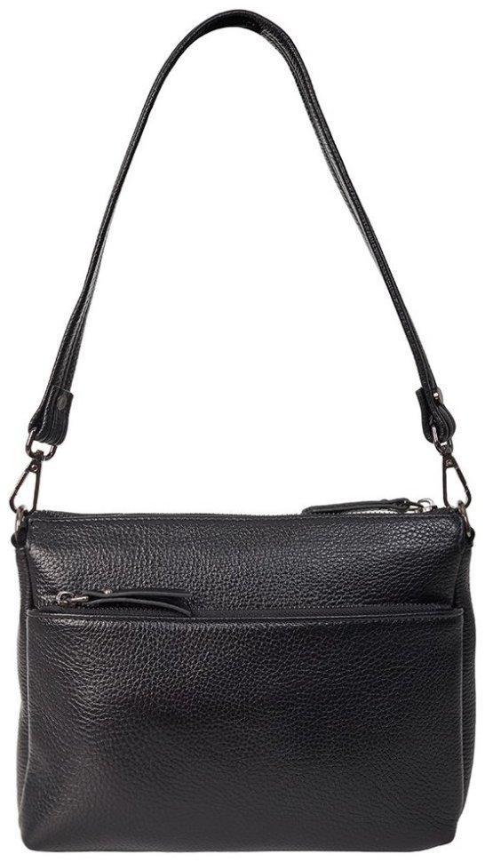 Женская сумка из кожи флотар с 2-мя смеными ремнями Desisan 106937 черного цвета modnotak фото №3