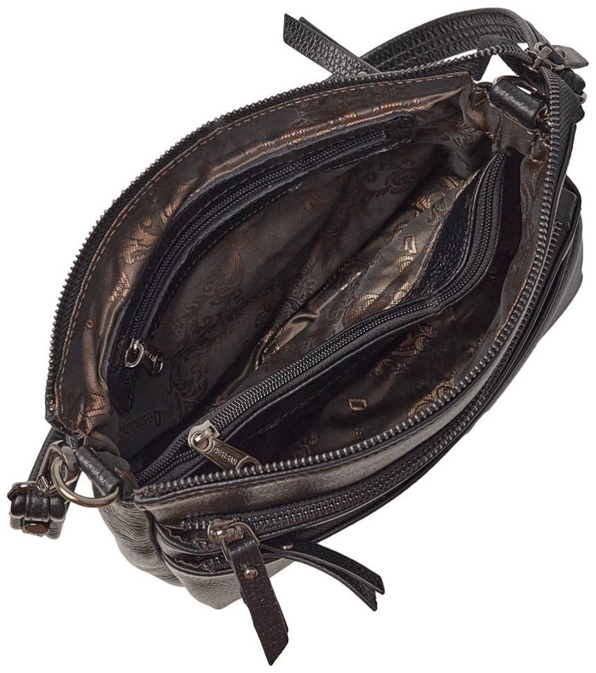 Женская сумка из кожи флотар с 2-мя смеными ремнями Desisan 106937 черного цвета modnotak фото №6