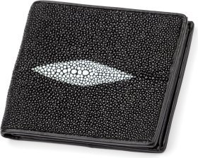 Чорне портмоне компактного розміру з натуральної шкіри морського ската STINGRAY LEATHER (024-18063)